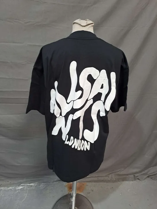 ALL SAINTS ORLANDO BACK PRINT TSHIRT IN WASHED BLACK SIZE XS