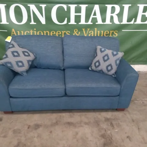 DESIGNER BLUE FABRIC 2 SEATER SOFA