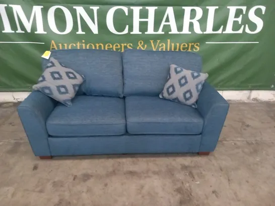 DESIGNER BLUE FABRIC 2 SEATER SOFA