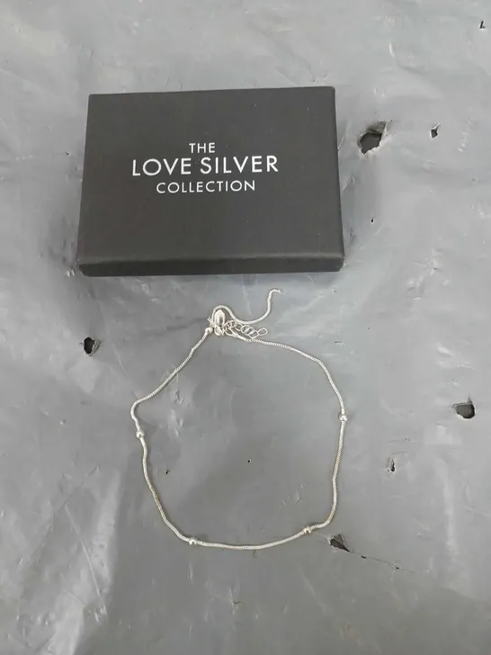 THE LOVE SILVER COLLECTION STERLING SILVER BEADED SNAKE CHAIN SINGLE ANKLET