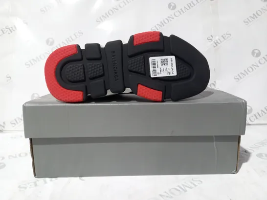 BOXED PAIR OF BALENCIAGA SHOES IN BLACK/WHITE/RED EU SIZE 36