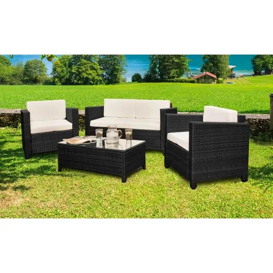 BOXED GATLAND 4-PERSON GARDEN LOUNGE SET WITH CUSHIONS - BLACK (2 BOXES)