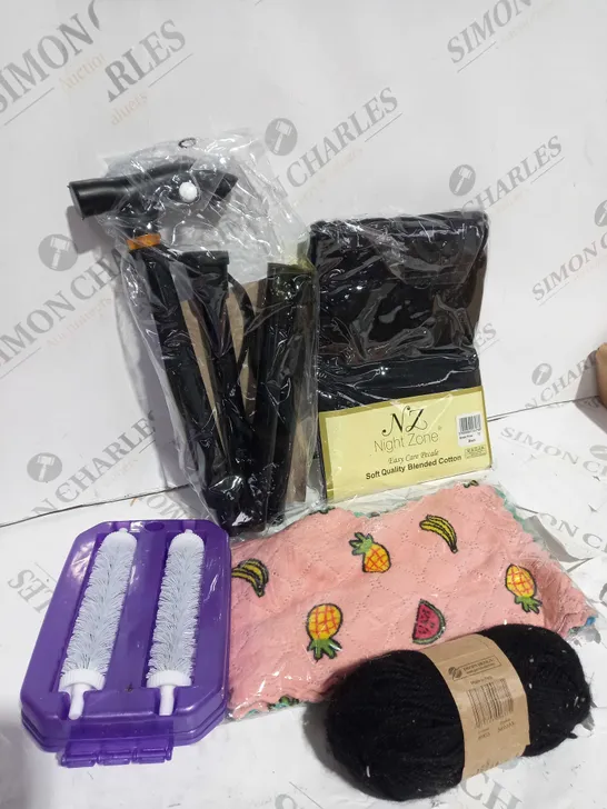 BOX OF APPROXIMATELY 20 ITEMS TO INCLUDE PADS, YARN, WALKING STICK ETC