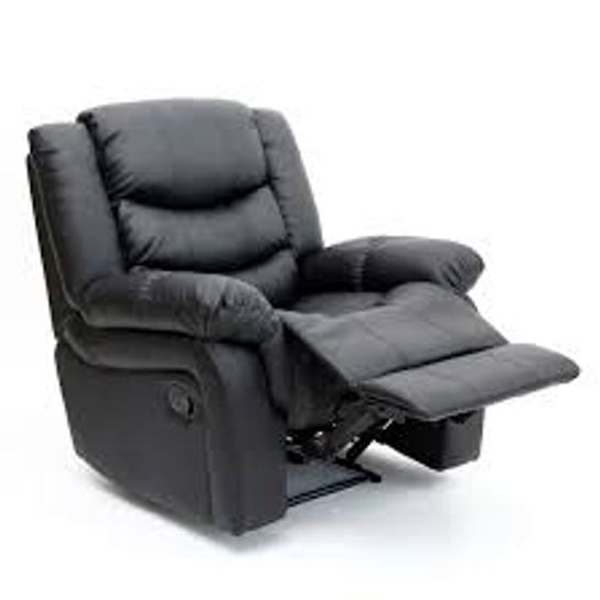 BOXED SEATTLE BLACK FAUX LEATHER RISE & RECLINING EASY CHAIR (2 BOXES) RRP £499.99