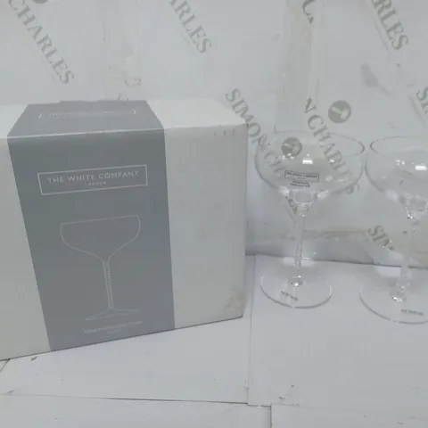 BOXED THE WHITE COMPANY FERNE TWISTED STEM COUPE GLASSES (SET OF 2)