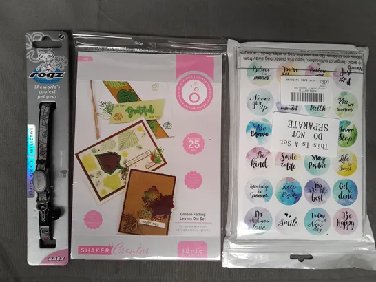 APPROXIMATELY 20 ASSORTED HOUSEHOLD ITEMS TO INCLUDE PET COLLAR, DIE SET, STICKERS, ETC