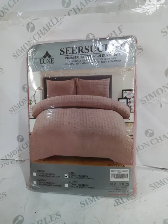 SEERSUCER PREMIER COTTON RICH DUVET SET -KING SIZED