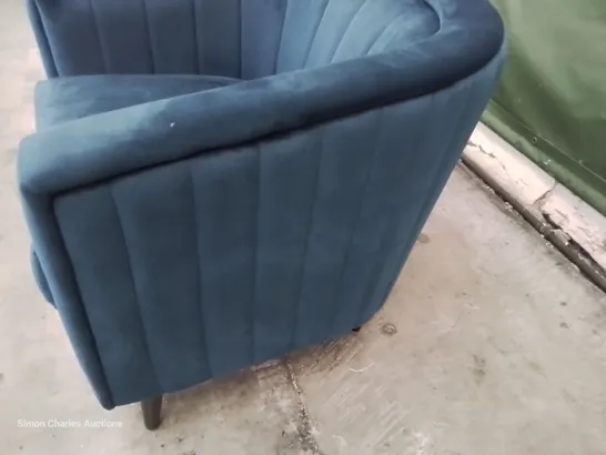 DESIGNER ADWEN TUB CHAIR BLUE VELVET 