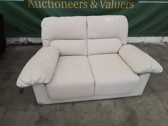 DESIGNER TWO SEATER SOFA CREAM FAUX LEATHER