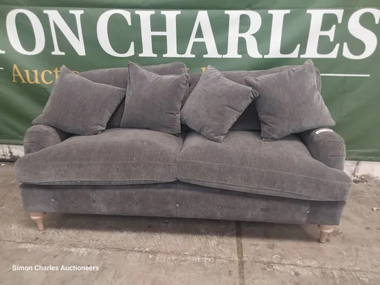 DESIGNER 3 SEATER SOFA GREY PLUSH FABRIC 