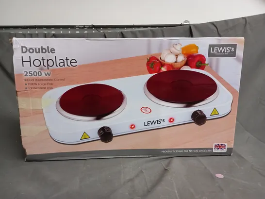 BOXED LEWIS'S DOUBLE HOTPLATE 2500W