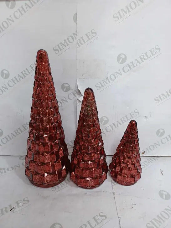 ALISON CORK SET OF MERCURY GLASS TREES - RED