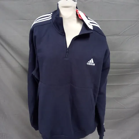 ADIDAS 3 STRIPE 1/4 ZIP JACKET IN NAVY - 2XL