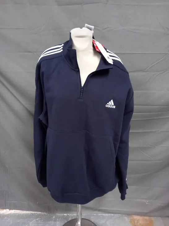 ADIDAS 3 STRIPE 1/4 ZIP JACKET IN NAVY - 2XL