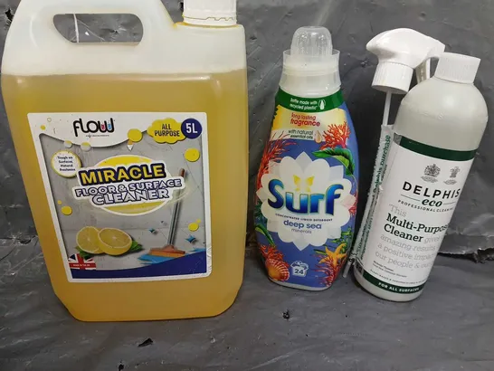 6 ASSORTED LIQUIDS TO INCLUDE SCOLA ARTMIX PAINT , SURF DEEP SEA , FLOOR CLEANER ETC