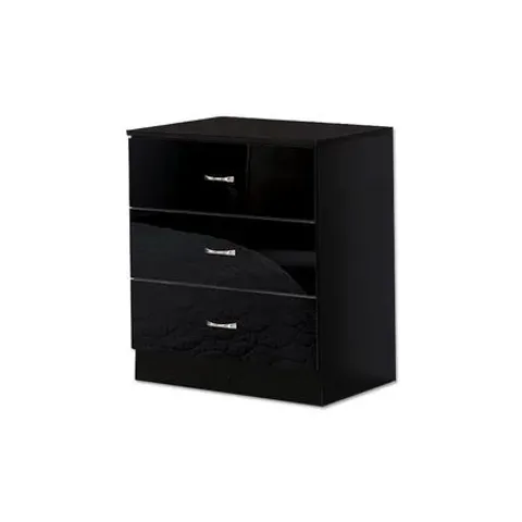 BOXED BRENDLE 3-DRAWER CHEST OF DRAWERS IN BLACK GLOSS (1 BOX)