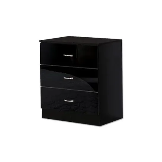 BOXED BRENDLE 3-DRAWER CHEST OF DRAWERS IN BLACK GLOSS (1 BOX)