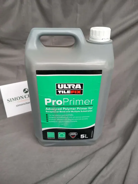 THREE BOTTLES OF ULTRA TILE FIX PRO PRIMER ADVANCED POLYMER PRIMER FOR EXCEPTIONAL BOND AND MULTIPLE SUBSTRATES 5L