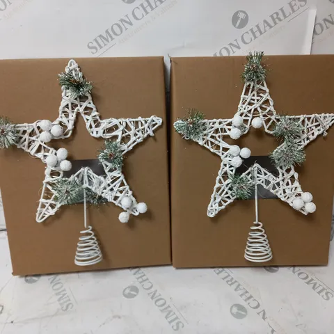TWO BOXED PRE-LIT WHITE STAR TREE TOPPER 