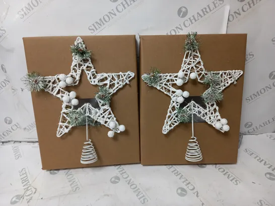 TWO BOXED PRE-LIT WHITE STAR TREE TOPPER 