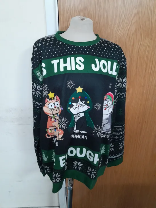 WANDER PRINTS THIN CAT PRINT CHRISTMAS JUMPER SIZE L