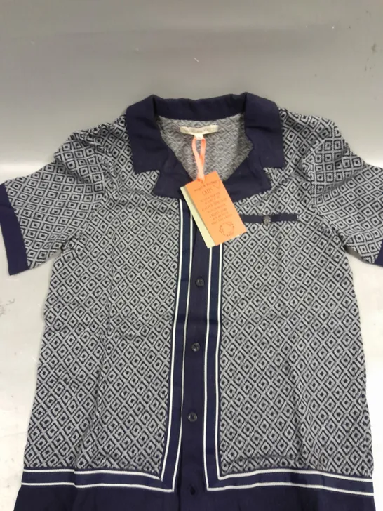 ANGEL & ROCKET CHILDRENS VINCENT NAVY SMART PRINTED POLO - 8YRS 