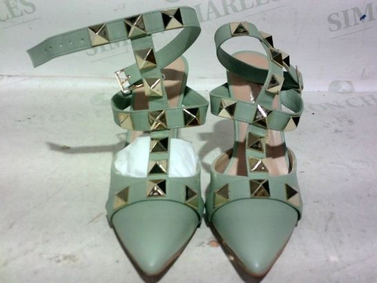 BOXED PAIR OF COAST HIGH HEELS (OLIVE GREEN), SIZE 37 EU