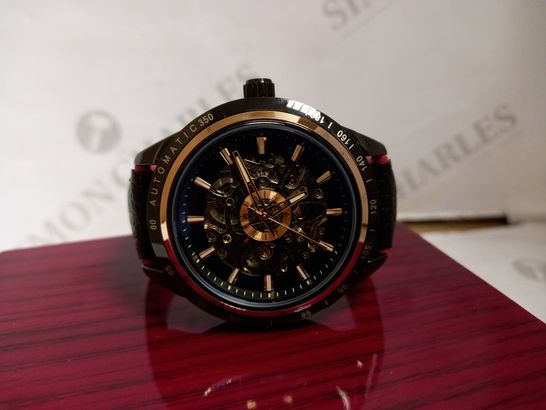 STOCKWELL AUTOMATIC SKELETON DIAL LEATHER STRAP WRISTWATCH RRP £650