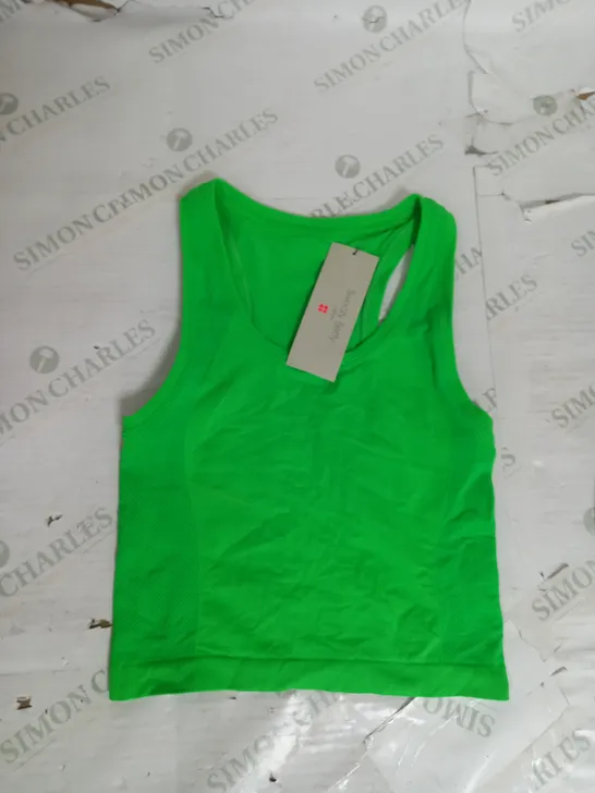 SWEATY BETTY ATHLETE CROP SEAMLESS WORTOUT TANK TOP IN BLAZE GREEN SIZE S