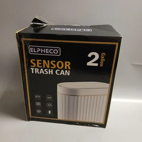 BOXED ELPHECO SENSOR TRASH CAN IN WHITE AND GOLD 2 GALLON