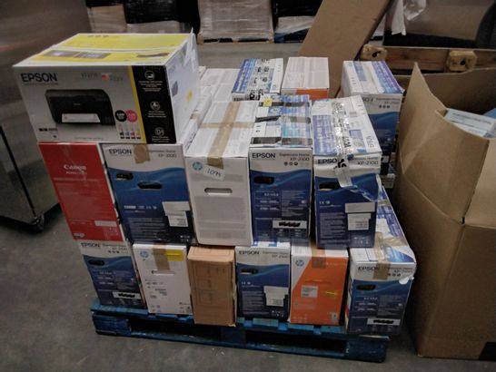 PALLET OF APPROXIMATELY 24 ASSORTED PRINTERS TO INCLUDE EPSON, HP, CANON, ETC