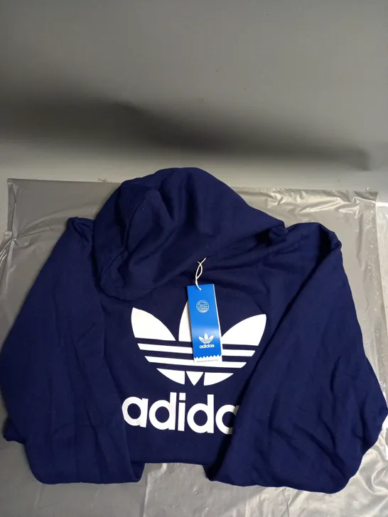 ADIDAS PRINTED HOODED SWEATSHIRT IN NIGHT SKY BLUE SIZE S