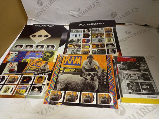 LOT OF APPROXIMATELY 40 PAUL MCCARTNEY COLLECTIBLE STAMPS (5 SHEETS)