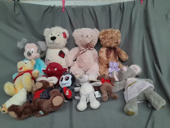 BOX OF ASSORTED PLUSH SOFT TEDDIES