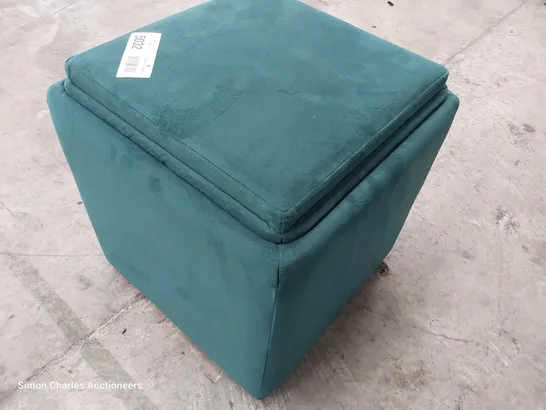 QUALITY BRITISH DESIGNER LOUNGE Co. TAYLOR STORAGE CUBE TURQUOISE PLUSH FABRIC 