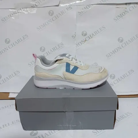 VIONIC DESIGNER TRAINERS - WHITE  & CREAMY YELLOW, UK SIZE 6