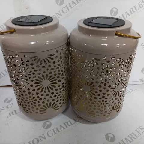 GARDEN REFLECTIONS SET OF 2 PATTERNED SOLAR LANTERNS