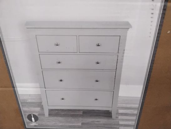 BOXED LYNTON 5 DRAWER GREY CHEST - 1 BOX