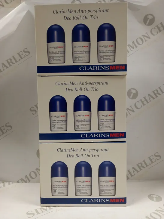 LOT OF 3 CLARINS MEN ANTI-PERSPIRENT DEO ROLL-ON TRIO