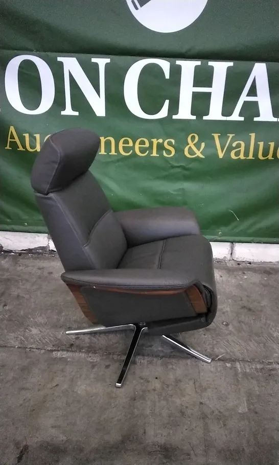 QUALITY BRITISH DESIGNED & MANUFACTURED G PLAN VARDE POWER RECLINER SWIVEL CHAIR CAMBRIDGE SLATE LEATHER