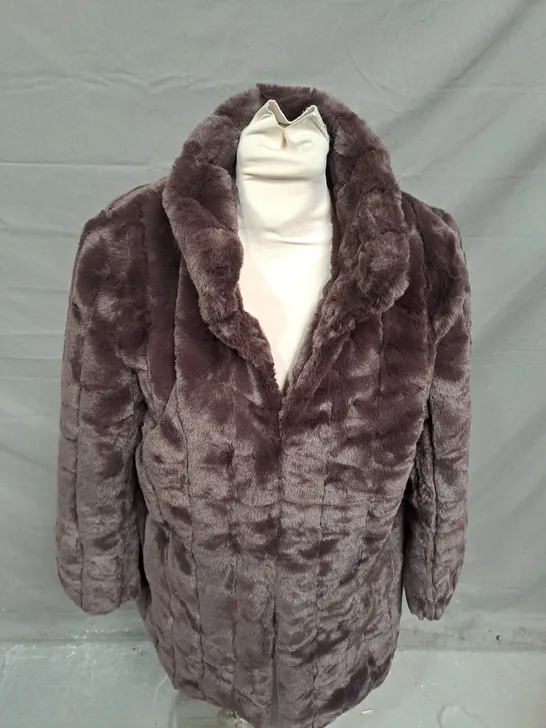 CENTIGRADE CHOCOLATE BROWN FAUX FUR JACKET - SMALL