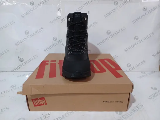 BOXED PAIR OF FITFLOP NEO-D-HYKER WATRERPROOF BOOTS IN BLACK UK SIZE 6.5