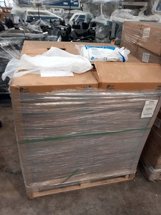 PALLET OF APPROXIMATELY 48000 POLY CARE 27 X 46" WHITE APRONS