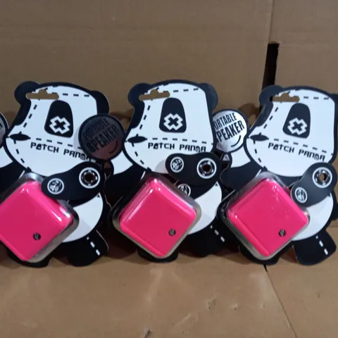 BOX OF 3 PATCH PANDA PORTABLE SPEAKERS IN PINK