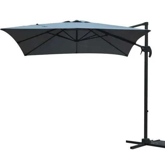 BOXED IRIS 2.5M SQUARE CANTILEVER PARASOL - BLACK/DARK GREY (1 BOX)