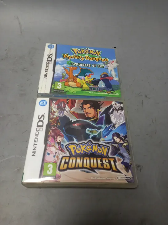LOT OF 2 NINTENDO DS GAMES TO INCLUDE POKEMON MYSTERY DUNGEON EXPLORERS OF THE SKY AND POKEMON CONQUEST