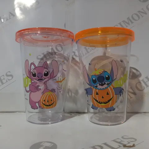 THREE BRAND NEW BOXED PAIRS OF DISNEY LILO & STITCH HALLOWEEN THEMED TUMBLERS (SIX TUMBLERS IN TOTAL)
