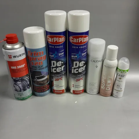 APPROXIMATELY 15 ASSORTED AEROSOLS TO INCLUDE WURTH HHS 2000, CAR PLAN DE-ICER, CAUDALIE EAU DE RAISIN ETC - COLLECTION ONLY 