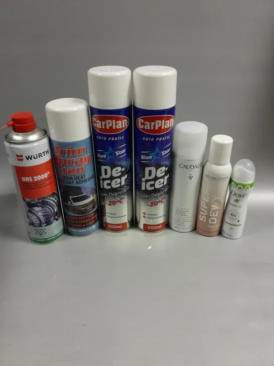 APPROXIMATELY 15 ASSORTED AEROSOLS TO INCLUDE WURTH HHS 2000, CAR PLAN DE-ICER, CAUDALIE EAU DE RAISIN ETC - COLLECTION ONLY 
