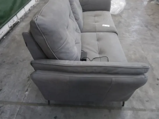 QUALITY ITALIAN DESIGNER SMALL 2 SEATER ELECTRIC RECLINING LEATHER SOFA IN GREY 